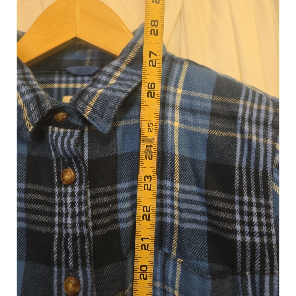 L.L.Bean Women's Small Blue Plaid Flannel Shirt Button Up Cottagecore Outdoor - Picture 5 of 8